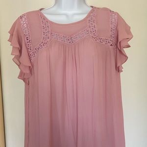 Rose flutter sleeve Ann Taylor factory shell